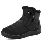 HARENCE Snow Boots for Women Winter Boot with Comfortable Warm Fur Lined Ankle Booties Outdoor Slip On Waterproof Short Boots, Zipper-black, 10