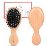 Hair Brush Mini Boar Bristle Hairbrush Pocket Travel Small Paddle Hair Brush for Men Women Kids for Thick Curly Thin Long Short Wet or Dry Hair Detangle Massage Add Shine