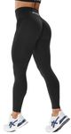 JOYSPELS Women's Butt Lift Leggings - Seamless Scrunch Bums Leggings Gym Leggings, High Waisted Yoga Running Sports Workout Leggings for Women - Pirate Black - L