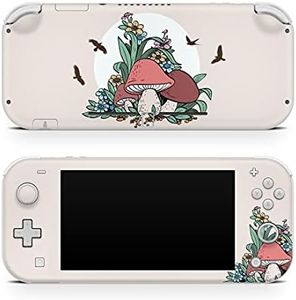 Tacky design Mushroom Skin Compatible with Nintendo Switch lite, Kawaii Beige Color Compatible with Switch Lite Cover Vinyl 3m Decal Stickers Full wrap Cover