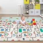Play mat for Babies 0 to 12 Months Baby mats for Floor Baby Play mat for 0 to 2 Years Foldable Non-Slip Waterproof & Reversible Play mats for Kids Crawling Baby Play Mat,Portable Outdoor/Indoor Use