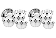 KC Stainless Steel Heavy Gauge Bowl/Wati Set With Mirror Finish And Flower Printed Design [Diamm. 10.5 Cm, Set Of 12 Piece], 200 ML