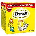 Dreamies Cat Treats Variety Pack, snacks with chicken, salmon flavour and cheese, Pack of 12 (12 x 60 g)