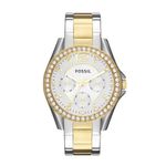 Fossil Women's Riley Quartz Stainless Steel Multifunction Watch, Color: Gold/Silver (Model: ES3204)