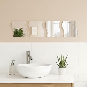 EVIDECO French Home Goods Small Decorative Wall Self Adhesive Shaped Mirrors - Set of 4