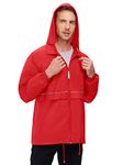 TIHEEN Men's Rain Jacket Cycling Running Jackets Waterproof Raincoat with Hood Windbreaker Hiking Jacket Rain Coat, 12202#red, 3X-Large