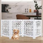 CraftLense Dog Gate for Stairs,Puppy Gates,Safety Gates for Pets,Wooden Foldable Pet Gates 24x18 Inch White with 4 Panels