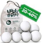 No More Dryer Sheets - Classic Wool Dryer Balls - XL 6-Pack Eco Dryer Balls - Dryer Balls Laundry Reusable - Softens Laundry Naturally - Reduces Drying Time & Static - with Storage Bag