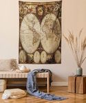 Ambesonne Map Tapestry Wanderlust Decor, Old World Map Drawn in 1720s Nostalgic Style Art Historical Atlas Vintage Design, Bedroom Living Room Dorm Wall Hanging Tapestry, Multi