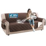 H.VERSAILTEX 100% Waterproof Couch Covers for 3 Cushion Couch Sofa Pet Friendly Modern Sofa Cover with Elastic Straps Thick Soft Furniture Protector (Sofa, Brown/Beige)