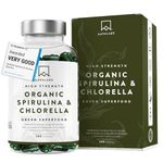 Organic Spirulina and Chlorella Capsules [1800mg] - 200 Chlorella and Spirulina Tablets -High Strength Spirulina Organic Powder and Chlorella Powder - Broken Cell Wall Chlorella