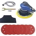 ORAZI Air Randam Orbital Sander 6 Inch 150mm, Self Vaccum Dual Action Pneumatic Palm Orbit Sander Polisher Sanding Tool + 6 Pcs Sandpapers + Hose + Dust Collection Bag 212525