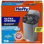 Hefty Ultra Strong Tall Kitchen Trash Bags, Blackout, Clean Burst, 13 Gallon, 110 Count