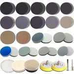 139pcs Sandpaper 2 Inch Sanding Disc 60-10000 Grit with 1/4 in & 1/8 in Shank Backing Pad, 12pcs Sponge Disc, Wool Wheel Sanding Disc Pad Kit for Wood Mirror Jewelry Car Drill