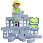 Playlearn 20pc Foam Cinder Blocks - Storage Bag Included - Lightweight, Soft Building Blocks - Fake Brick Blocks - Foam Brick Building Blocks for Kids