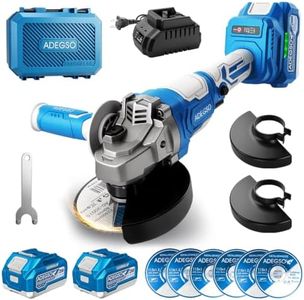 ADEGSO 21V Cordless Angle Grinder, Brushless Motor, 12000 RPM, 2 x 4.0Ah Batteries Included, Fits 4-1/2" & 5" Grinding Wheels for Metal Cutting, Grinding, Rust Removal & Polishing