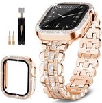 beu1st Compatible with Apple Watch Band 40mm for Women, Bling Bands Diamond Jewelry Replacement Metal Wristband Strap Shiny Bracelet with Crystal Protector Casefor iWatch Series SE/6/5/4