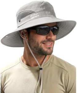 FURTALK Mens Bucket Sun Hat UPF 80+ Wide Brim Hiking Fishing Beach Outdoor Hats Light Grey