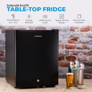 Subcold Eco75 Mini Fridge – Black, Compact Refrigerator