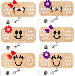 6 Pieces Retractable Nurse Badge Reel Holder Badge Bandage Felt Badge Reel with Alligator Clip for Nurses/Volunteer/Students/Teachers, Great Nurse Gifts