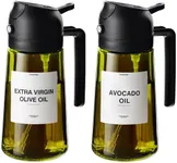 TrendPlain - Original 16oz/470ml Olive Oil Dispenser Bottle for Kitchen Gadgets and Air Fryer Accessories - Olive Oil Sprayer for Cooking w/Stickers - 2 Black