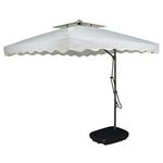 Invezo Garden Umbrella MS Side Pole Square Outdoor Umbrella (2.2 x 2.2 sq mtr, White) with Water Base - Patio Umbrella/Big size Umbrella/Outdoor Umbrella