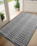 DEXI Front Door Mats for Entryway, Non Slip Washable Entry Doormat, Absorbent Resist Dirt Inside Floor Mat, Low-Profile Entrance Mat, 35"X59", Black