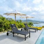 PURPLE LEAF Tanning Chair with Face Hole Pillow and Wheels Headrest Aluminum Patio Chaise Lounge Chairs Adjustable 5-Position Lay Flat Outdoor Sunbathing Lounge Chair for Beach Pool Navy Blue