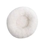 Salmophfeel Pet Dog Cat Calming Bed Round Nest, princess nest,Warm Soft Plush Comfortable for Sleeping Winter,Pet Mat (60cm,Milky white)