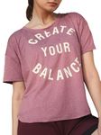 CHKOKKO Women Round Neck Dry Fit Gym Sports Printed Regular Fit T-Shirt Self Maroon S