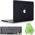 UESWILL Compatible with MacBook Pro Retina 13 inch Case Early 2015/2014/ 2013/ Late 2012 Model A1502 A1425, Hard Shell Case with Black Keyboard Cover + Microfiber Cloth, Black