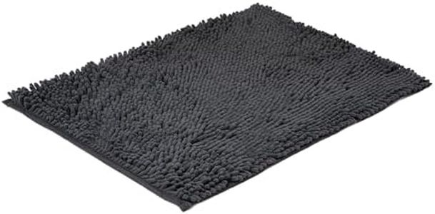 MOPAREL Alfombra de Baño Antideslizante y Muy Absorbente Shaggy de 60x40cm. Alfombrilla para Bañera y Ducha Extra Suave y Súper Cómoda de Microfibras de Chenilla. Color Gris Oscuro