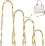 Gondiane 4 Sizes Flat Purse Chain Strap Crossbody Bag Replacement Strap with Metal Buckles(47.2/31.5/15.7/7.9 Inches, Gold), Gold, 47.2/31.5/15.7/7.9 Inches