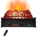 ORALNER Electric Fireplace Insert Log Set, 26-Inch Infrared Quartz Fireplace Log Heater w/Remote Control, 8H Timer, Adjustable Flame Colors, Realistic Logs for Existing Fireplaces, 1500W, Black