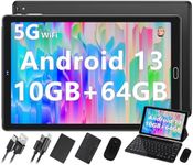 2024 Newest Tablet 10'' Android 13 10GB RAM+64GB ROM (TF 1TB), Octa-Cores, WiFi 5G/2.4G Bluetooth 5.0, GPS, OTG, 6000mAh, 8MP+5MP, FHD IPS Display, Tablet PC with Case, Keyboard & Mouse, Black