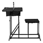 GYMAX Foldable Shooting Table Seat Set, Height Adjustable Hunting Gun Rest Table Shooting Bench Set for Outdoor Range (Black)