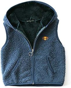 Happy Cherry Kids Winter Warm Vest Fleece Solid Sleeveless Coat Lightweight Thick Waistcoat Breathable Cotton Zipper Jacket Blue 2-3T