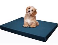 Dogbed4less Memory Foam Platform Dog Bed, Crate Mattress for Orthopedic Joint Relief with Waterproof Removable Cover Large 42X28X3 Pacific Blue