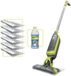 Shark VacMop 2-in-1 Cordless Hard Floor Vacuum Spray Mop Starter Kit, Quick Lightweight Cleans, Wipes Away Messes, 6x Disposable Pad Refills, 355ml Multi-Surface Floor Cleaner, Charcoal Grey, VM200UK
