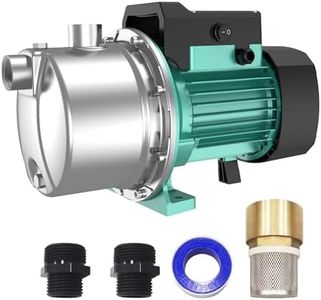 PUMPMAN 1HP Shallow Jet Well Pump Portable Garden Pump, 980GPH 110V 148Feet Stainless Steel, Water Transfer Draining Irrigation Pump Lawn Water Sprinkler Booster Pump