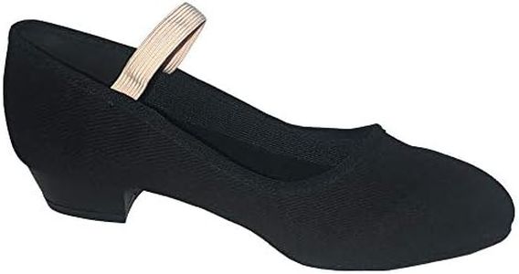 Danzcue Adult Canvas Elastic Strap Character Teacher Shoes Black Size: 8