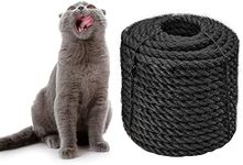 Sisal Rope 6mm for Cat Scratcher Repair and Replace Cat Scratching Post, DIY Scratching Furniture - Cat Tree, Scratch Carpet & Mat, Cat Kicker Toys, Black 164ft/50m