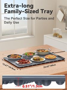 Extra Large Food Warming Tray, 24x16 Inch – Gray