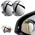 2-pack Uction cup car Convex Blind spot Mirror, 2024 New Removable Convex Wide Angle Rear View Mirror, 360° Wide Angle Side Rear View Mirror for All Type Cars (Silver)