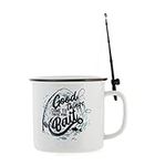 Boxer Gifts 'Good Things Come to Those Who Bait' Mug - Funny Fishing Gifts for Men On Birthday Or Christmas | Comes with a Joke Rod for Dunking Biscuits, White