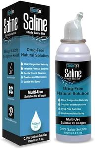Shusher Care Saline Mist 0.9% NaCl | Multi-Purpose Saline Spray | Wound Wash | Piercing Aftercare |Moisturize Dry Sinuses | Normal (isotonic) Saline | Drug Free | 100 ml (3.38 fl oz) Continuous Spray