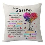 Sisters Pillowcase Gift,Funny Sisters Pillow Cover for Women Lady Girls Birthday Christmas Sister Gift from Sister Brother Reminder Cushion Cover Home Decoration 18"x 18"