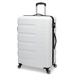 SwissGear Signature Hardside Checked Luggage — Large Suitcase with 4 Spinner Wheels — White, 28-inch