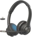 JLab Go Work Gen 2 Wireless Headsets with Microphone - 55+ Playtime PC Bluetooth Headset and Multipoint Connect to Laptop Computer and Mobile - Wired or Wireless (Bluetooth or USB Dongle) Headphones