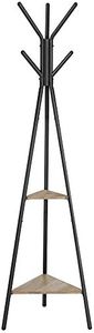 VASAGLE - Perchero de pie, perchero, mueble de entrada, estilo industrial, con 2 estantes, para ropa, sombreros, bolsos, grega y negro RCR016B02